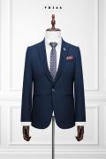 366 Bộ Vest Xanh Đen Gân Dày 1 Nút #1